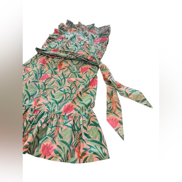 Banjanan Bulbul Tulip & Bird Print Mini Dress Size Small - Picture 7 of 13